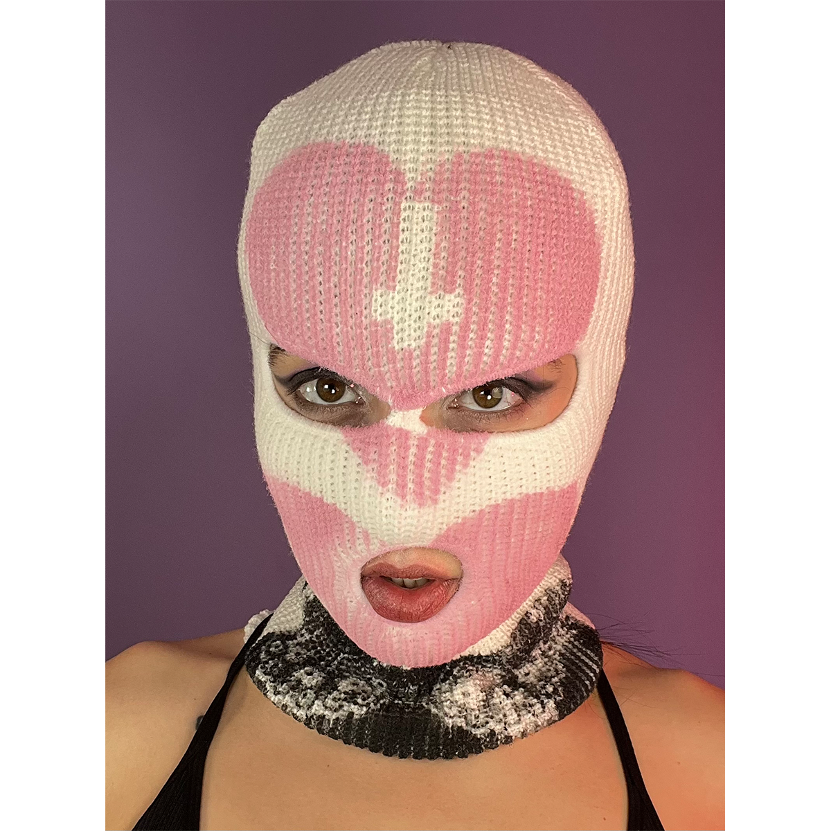 HANDMADE PINK HEART ANARCHY BALACLAVA